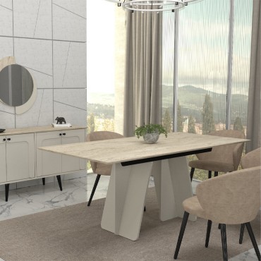 Τραπέζι Sevilla Megapap χρώμα sandstone - travertine 180x90x75cm 1 τεμ.