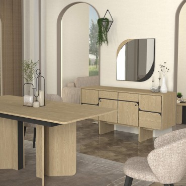 Μπουφές Lava Megapap χρώμα rota oak - ανθρακί 150x44,6x76cm 1 τεμ.