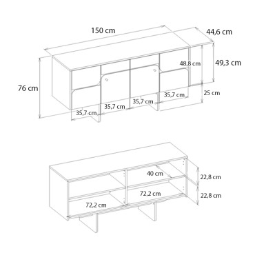 Μπουφές Lava Megapap χρώμα rota oak - ανθρακί 150x44,6x76cm 1 τεμ.