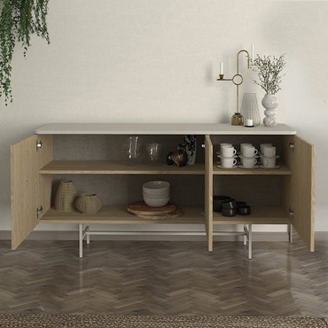 Μπουφές Rebel Megapap χρώμα rota oak - sandstone 150x45x76,5cm 1 τεμ.