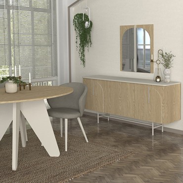 Μπουφές Rebel Megapap χρώμα rota oak - sandstone 150x45x76,5cm 1 τεμ.