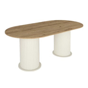Τραπέζι Bohema Megapap χρώμα ivory - sepet oak 180x90x77,7cm 1 τεμ.