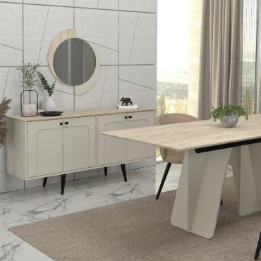Μπουφές Sevilla Megapap χρώμα sandstone - travertine 150x44,6x72,2cm 1 τεμ.