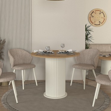 Τραπέζι Bohema Megapap χρώμα ivory - sepet oak 90x77,7cm 1 τεμ.