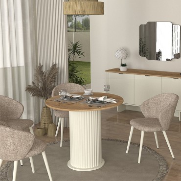 Τραπέζι Bohema Megapap χρώμα ivory - sepet oak 90x77,7cm 1 τεμ.