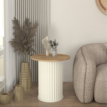 Τραπεζάκι βοηθητικό Bohema Megapap χρώμα ivory - sepet oak 50x53,2cm 1 τεμ.