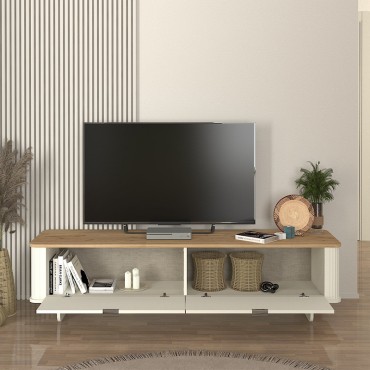 Έπιπλο τηλεόρασης Bohema Megapap χρώμα ivory - sepet oak 180x47x45,6cm 1 τεμ.