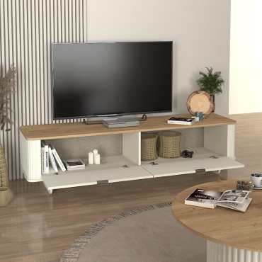 Έπιπλο τηλεόρασης Bohema Megapap χρώμα ivory - sepet oak 180x47x45,6cm 1 τεμ.