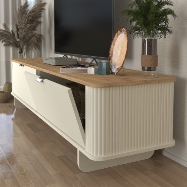 Έπιπλο τηλεόρασης Bohema Megapap χρώμα ivory - sepet oak 180x47x45,6cm 1 τεμ.