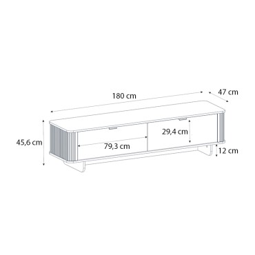 Έπιπλο τηλεόρασης Bohema Megapap χρώμα ivory - sepet oak 180x47x45,6cm 1 τεμ.