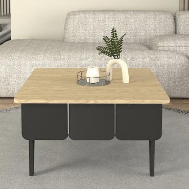 Τραπεζάκι σαλονιού Pedro Megapap χρώμα ανθρακί - rota oak 73,2x73,2x38,6cm 1 τεμ.