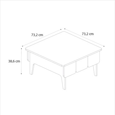 Τραπεζάκι σαλονιού Pedro Megapap χρώμα ανθρακί - rota oak 73,2x73,2x38,6cm 1 τεμ.