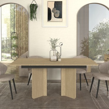 Τραπέζι Lava Megapap χρώμα rota oak - ανθρακί 180x90x76,8cm 1 τεμ.