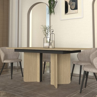 Τραπέζι Lava Megapap χρώμα rota oak - ανθρακί 180x90x76,8cm 1 τεμ.