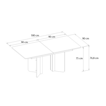 Τραπέζι Lava Megapap χρώμα rota oak - ανθρακί 180x90x76,8cm 1 τεμ.