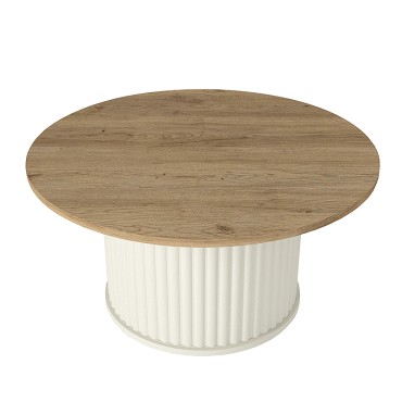 Τραπεζάκι σαλονιού Bohema Megapap χρώμα ivory - sepet oak 85x43,2cm 1 τεμ.