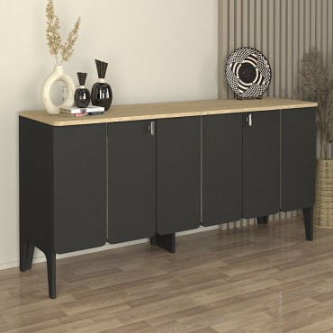 Μπουφές Pedro Megapap χρώμα ανθρακί - rota oak 150x45x75cm 1 τεμ.