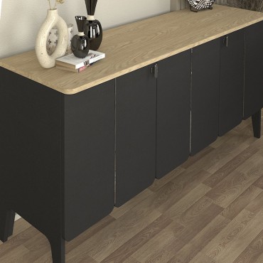 Μπουφές Pedro Megapap χρώμα ανθρακί - rota oak 150x45x75cm 1 τεμ.