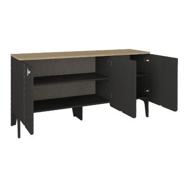 Μπουφές Pedro Megapap χρώμα ανθρακί - rota oak 150x45x75cm 1 τεμ.