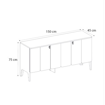 Μπουφές Pedro Megapap χρώμα ανθρακί - rota oak 150x45x75cm 1 τεμ.