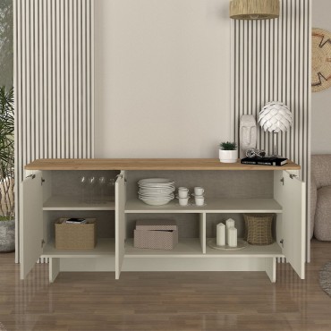 Μπουφές Bohema Megapap χρώμα ivory - sepet oak 180x47x76,6cm 1 τεμ.