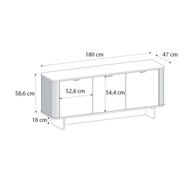Μπουφές Bohema Megapap χρώμα ivory - sepet oak 180x47x76,6cm 1 τεμ.