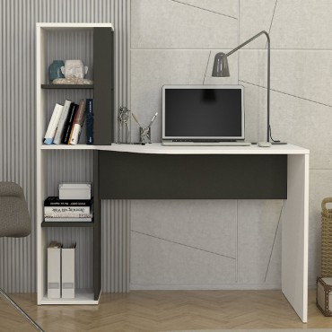 Γραφείο εργασίας Gemini Megapap χρώμα ανθρακί - λευκό 121,8x59,6x131,8cm 1 τεμ.