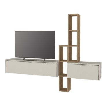 Σύνθεση τηλεόρασης επιτοίχια Edgar χρώμα sandstone - sepet oak 198,4x29,6x148,5cm 1 τεμ.