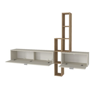 Σύνθεση τηλεόρασης επιτοίχια Edgar χρώμα sandstone - sepet oak 198,4x29,6x148,5cm 1 τεμ.