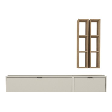 Σύνθεση τηλεόρασης επιτοίχια Edgar χρώμα sandstone - sepet oak 198,4x29,6x148,5cm 1 τεμ.