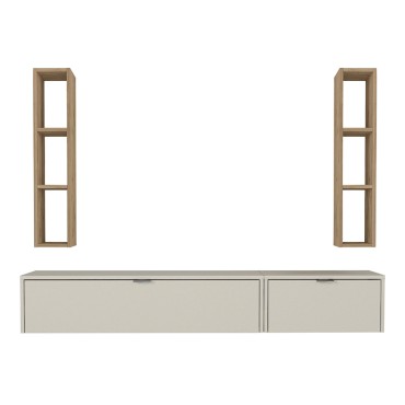 Σύνθεση τηλεόρασης επιτοίχια Edgar χρώμα sandstone - sepet oak 198,4x29,6x148,5cm 1 τεμ.