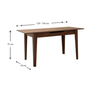 Τραπέζι Trendline Megapap επεκτεινόμενο χρώμα καρυδί 120/150x70x75cm 1 τεμ.