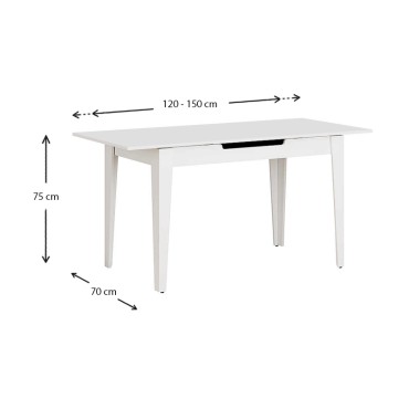 Τραπέζι Trendline Megapap επεκτεινόμενο χρώμα λευκό 120/150x70x75cm 1 τεμ.