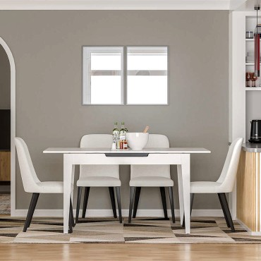 Τραπέζι Trendline Megapap επεκτεινόμενο χρώμα λευκό 120/150x70x75cm 1 τεμ.