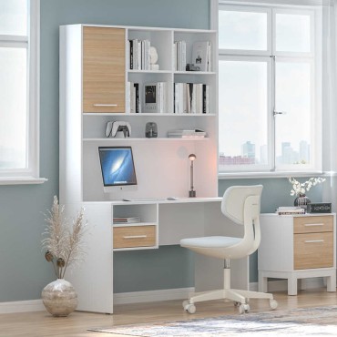Γραφείο εργασίας London Megapap χρώμα λευκό - oak 120x60x196cm 1 τεμ.