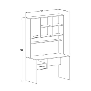 Γραφείο εργασίας London Megapap χρώμα λευκό - oak 120x60x196cm 1 τεμ.