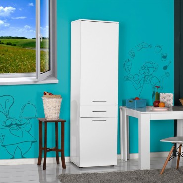 Ντουλάπι με καλάθι απλύτων Diamond Megapap χρώμα λευκό gloss 52x38x187cm 1 τεμ.