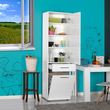 Ντουλάπι με καλάθι απλύτων Diamond Megapap χρώμα λευκό gloss 52x38x187cm 1 τεμ.