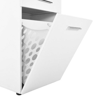 Ντουλάπι με καλάθι απλύτων Diamond Megapap χρώμα λευκό gloss 52x38x187cm 1 τεμ.
