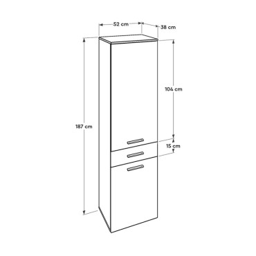 Ντουλάπι με καλάθι απλύτων Diamond Megapap χρώμα λευκό gloss 52x38x187cm 1 τεμ.