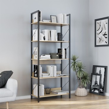 Βιβλιοθήκη Connect Megapap χρώμα florida oak 73x35x172cm 1 τεμ.