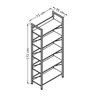 Βιβλιοθήκη Connect Megapap χρώμα florida oak 73x35x172cm 1 τεμ.