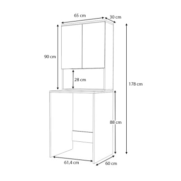 Έπιπλο πλυντηρίου Cozen Megapap χρώμα λευκό 65x60x178cm 1 τεμ.