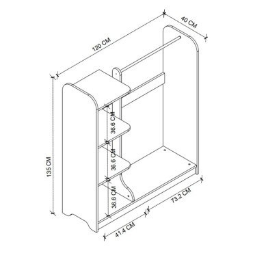 Έπιπλο εισόδου Rozesme Megapap χρώμα λευκό 120x40x135cm 1 τεμ.