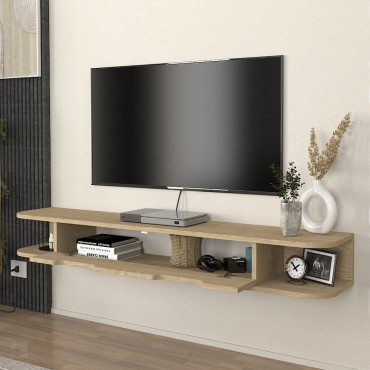 Έπιπλο τηλεόρασης επιτοίχιο Noland Megapap με LED χρώμα rota oak 150x35x19,2cm 1 τεμ.