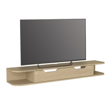Έπιπλο τηλεόρασης επιτοίχιο Noland Megapap με LED χρώμα rota oak 150x35x19,2cm 1 τεμ.