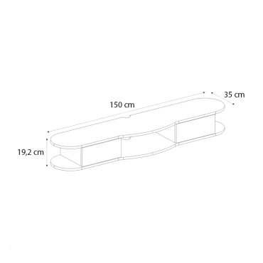 Έπιπλο τηλεόρασης επιτοίχιο Noland Megapap με LED χρώμα rota oak 150x35x19,2cm 1 τεμ.