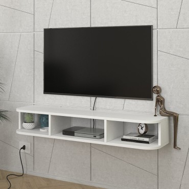 Έπιπλο τηλεόρασης επιτοίχιο Bask Megapap με LED χρώμα λευκό 120x29,6x19,2cm 1 τεμ.