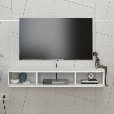 Έπιπλο τηλεόρασης επιτοίχιο Bask Megapap με LED χρώμα λευκό 120x29,6x19,2cm 1 τεμ.