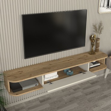 Έπιπλο τηλεόρασης επιτοίχιο Cross Megapap με LED χρώμα sepet oak - sandstone 150x29,6x19,2cm 1 τεμ.